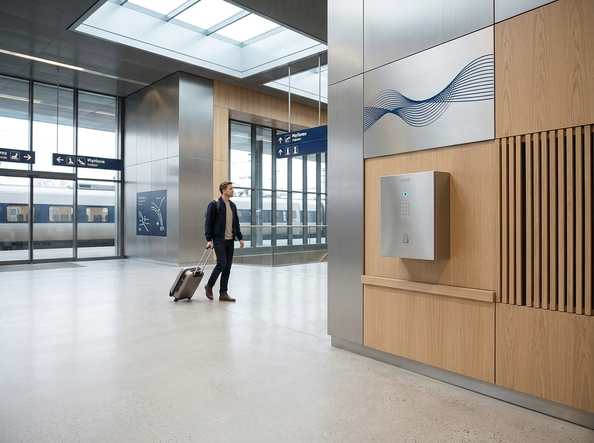 Armoire à clés dans une gare ou un hall d'hôtel