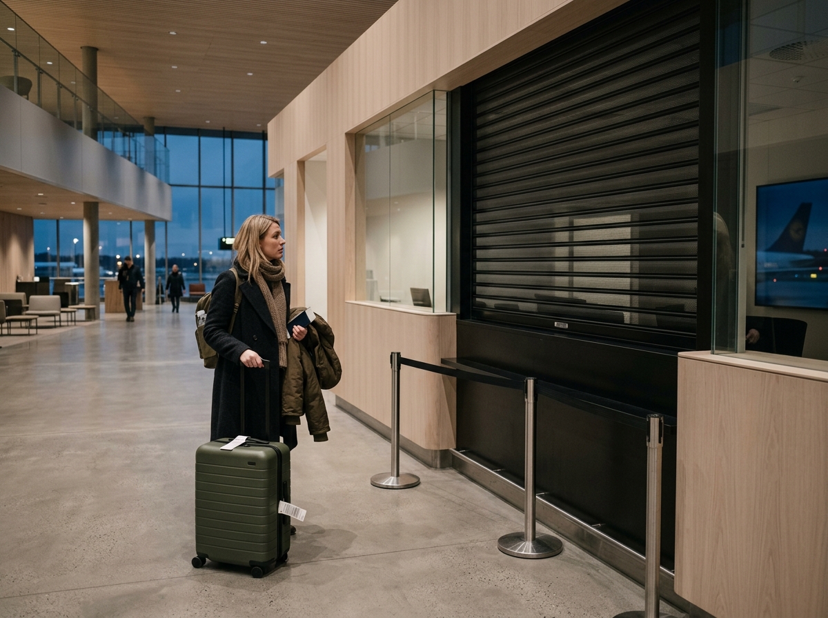 Client arrivant devant une agence de location fermée hors horaires d'ouverture
