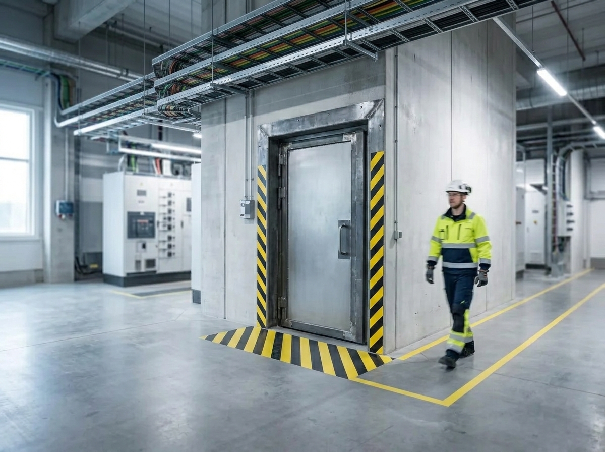 Dörr till begränsat område i en industrianläggning